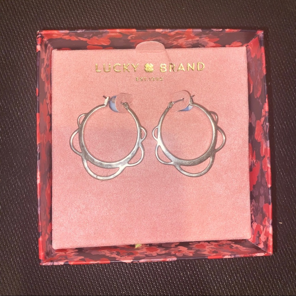 NWT Lucky Silver Hoop Earrings
